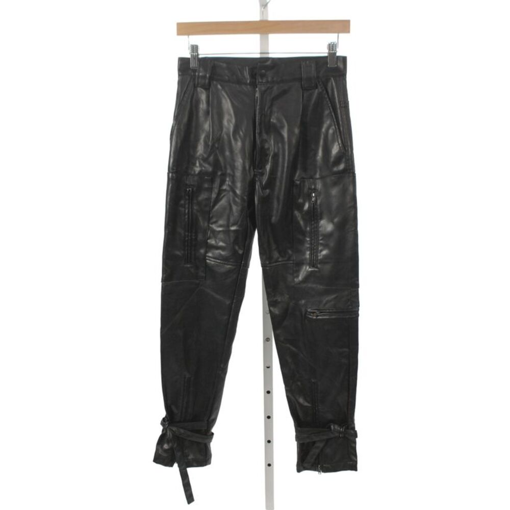 Kimberly Taylor Women Faux Leather Cargo Pants Black Zip Size XS
